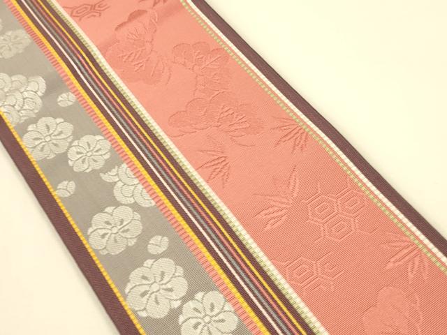 平和屋着物●本場筑前博多織　半幅帯　井上絹織謹製　花間道　証紙付き　正絹　逸品　CABI5096ak