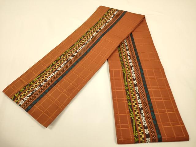 平和屋着物●本場筑前博多織　半幅帯　花間道　やまと誂製　正絹　逸品　CABI5105ak