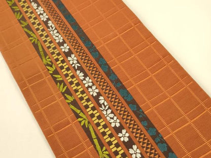 平和屋着物●本場筑前博多織　半幅帯　花間道　やまと誂製　正絹　逸品　CABI5105ak
