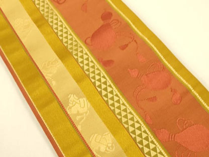 平和屋着物●本場筑前博多織　半幅帯　ひょうたん/瓢箪間道　正絹　逸品　CABI5109ak