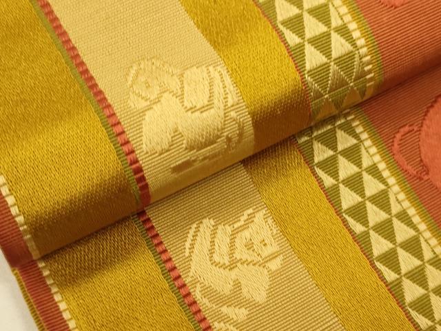 平和屋着物●本場筑前博多織　半幅帯　ひょうたん/瓢箪間道　正絹　逸品　CABI5109ak
