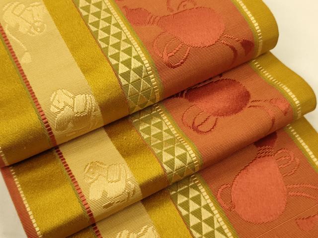 平和屋着物●本場筑前博多織　半幅帯　ひょうたん/瓢箪間道　正絹　逸品　CABI5109ak