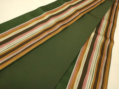 平和屋着物●本場筑前博多織　半幅帯　縞　正絹　逸品　CABI5115ak