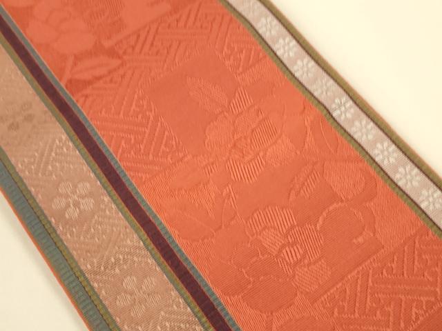 平和屋着物●本場筑前博多織　半幅帯　田中利弘作　草花間道　証紙付き　正絹　逸品　未使用　CABI5116ak