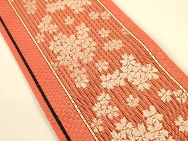 平和屋着物●本場筑前博多織　半幅帯　井上絹織謹製　舞桜間道　証紙付き　正絹　逸品　未使用　CABI5117ak