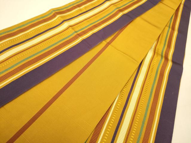 平和屋着物●本場筑前博多織　半幅帯　縞　証紙付き　正絹　逸品　CABI5118ak
