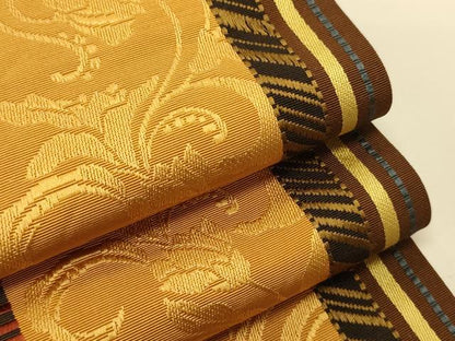 平和屋着物●本場筑前博多織　半幅帯　草花間道　正絹　逸品　CABI5120ak