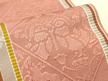 平和屋着物●本場筑前博多織　半幅帯　脇山公詞作　動物花鳥間道　証紙付き　正絹　逸品　CABI5128ak