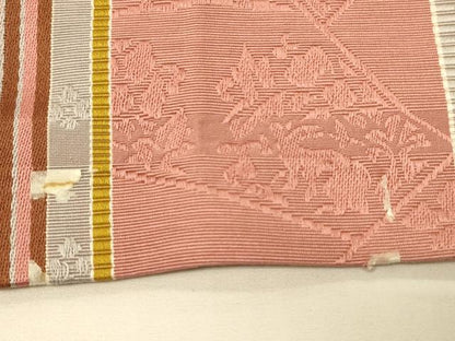 平和屋着物●本場筑前博多織　半幅帯　脇山公詞作　動物花鳥間道　証紙付き　正絹　逸品　CABI5128ak