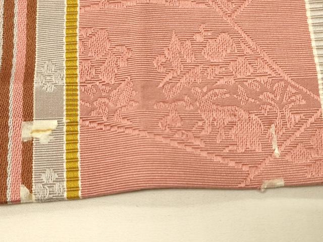 平和屋着物●本場筑前博多織　半幅帯　脇山公詞作　動物花鳥間道　証紙付き　正絹　逸品　CABI5128ak