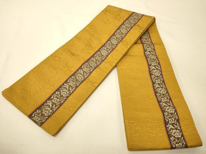 平和屋着物●本場筑前博多織　半幅帯　花間道　正絹　逸品　CABI5129ak