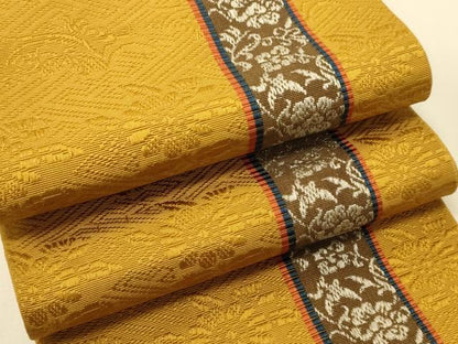 平和屋着物●本場筑前博多織　半幅帯　花間道　正絹　逸品　CABI5129ak
