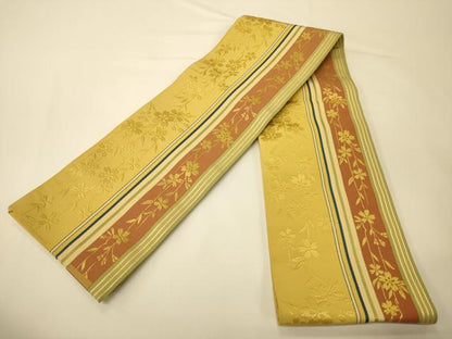 平和屋着物●本場筑前博多織　半幅帯　枝垂れ桜間道　正絹　逸品　CABI5132ak