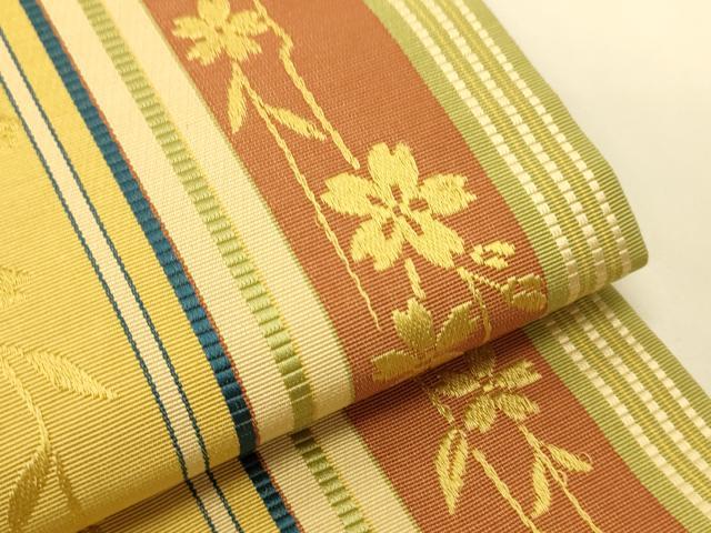 平和屋着物●本場筑前博多織　半幅帯　枝垂れ桜間道　正絹　逸品　CABI5132ak
