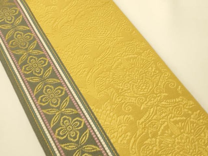 平和屋着物●本場筑前博多織　半幅帯　小野和也作　吉祥花間道　証紙付き　正絹　逸品　CABI5134ak
