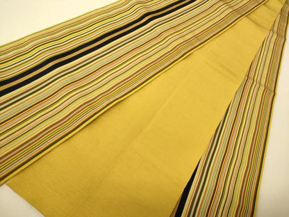 平和屋着物●本場筑前博多織　半幅帯　縞　正絹　逸品　CABI5135ak