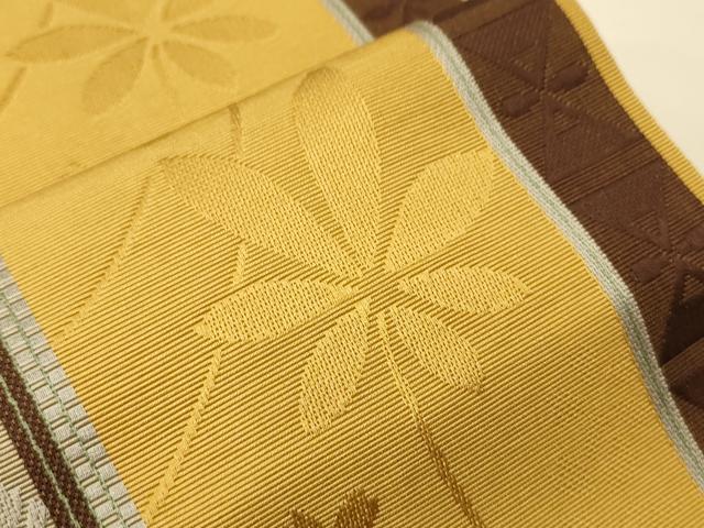 平和屋着物●本場筑前博多織　半幅帯　草花間道　正絹　逸品　CABI5136ak