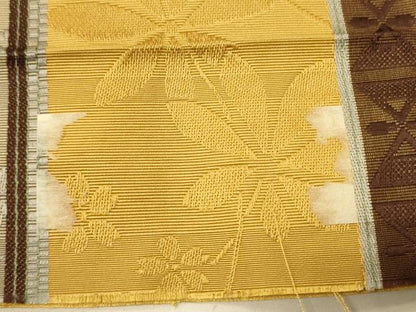 平和屋着物●本場筑前博多織　半幅帯　草花間道　正絹　逸品　CABI5136ak
