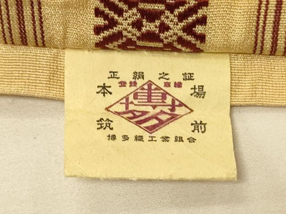 平和屋着物●本場筑前博多織　半幅帯　加茂為夫作　献上柄　証紙付き　正絹　逸品　CABI5139ak