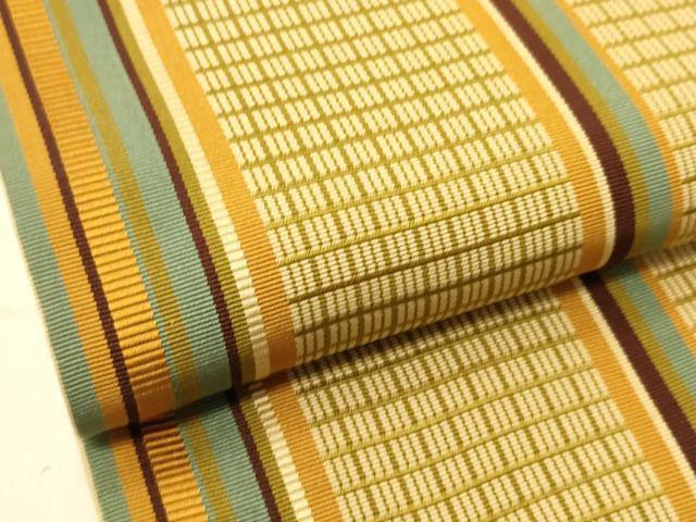 平和屋着物●本場筑前博多織　半幅帯　変わり格子柄　正絹　逸品　CABI5144ak