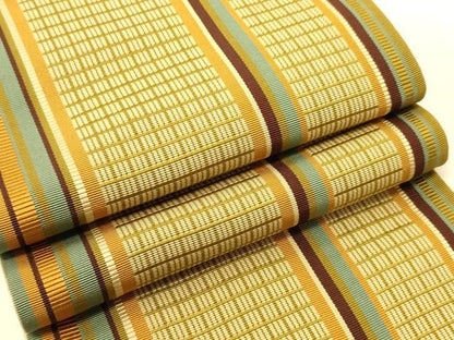平和屋着物●本場筑前博多織　半幅帯　変わり格子柄　正絹　逸品　CABI5144ak