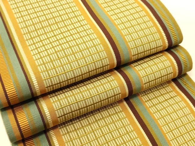平和屋着物●本場筑前博多織　半幅帯　変わり格子柄　正絹　逸品　CABI5144ak