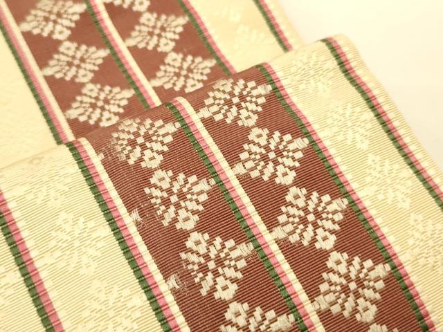 平和屋着物●本場筑前博多織　半幅帯　井上絹織謹製　菱間道　証紙付き　正絹　逸品　CABI5145ak