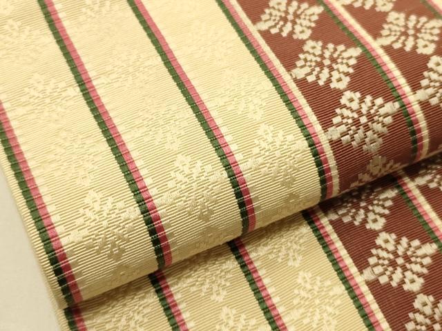 平和屋着物●本場筑前博多織　半幅帯　井上絹織謹製　菱間道　証紙付き　正絹　逸品　CABI5145ak