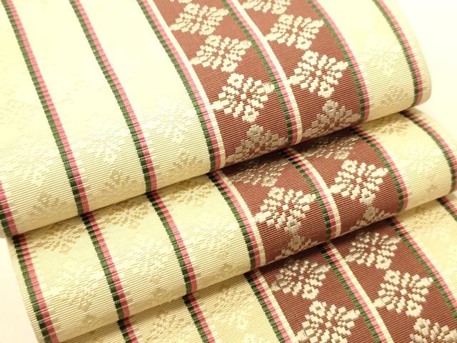 平和屋着物●本場筑前博多織　半幅帯　井上絹織謹製　菱間道　証紙付き　正絹　逸品　CABI5145ak