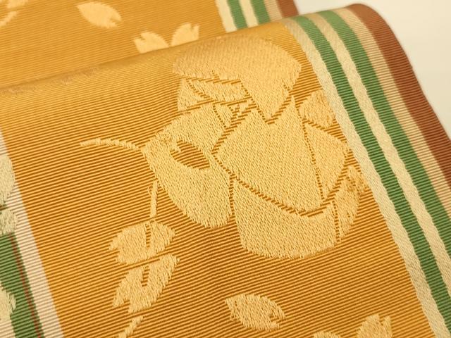 平和屋着物●本場筑前博多織　半幅帯　人物花蝶文　正絹　逸品　CABI5148ak