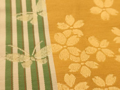 平和屋着物●本場筑前博多織　半幅帯　人物花蝶文　正絹　逸品　CABI5148ak