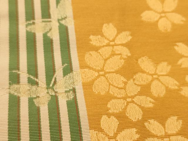 平和屋着物●本場筑前博多織　半幅帯　人物花蝶文　正絹　逸品　CABI5148ak