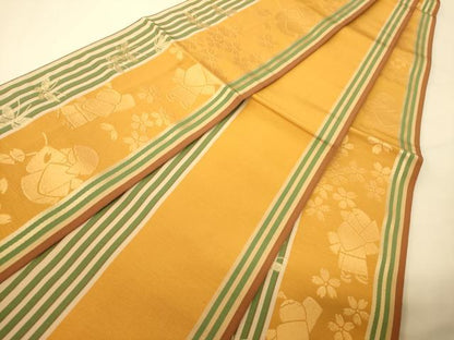 平和屋着物●本場筑前博多織　半幅帯　人物花蝶文　正絹　逸品　CABI5148ak