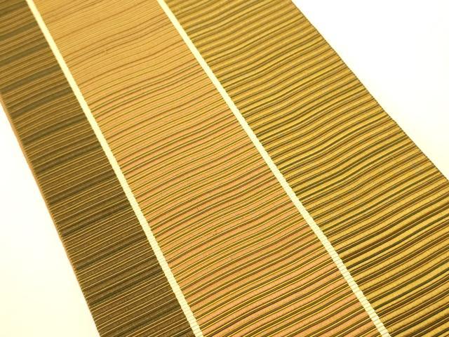 平和屋着物○本場筑前博多織 半幅帯 横段文 正絹 逸品 CABI5149ak