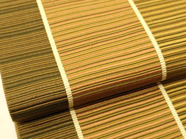 平和屋着物○本場筑前博多織 半幅帯 横段文 正絹 逸品 CABI5149ak