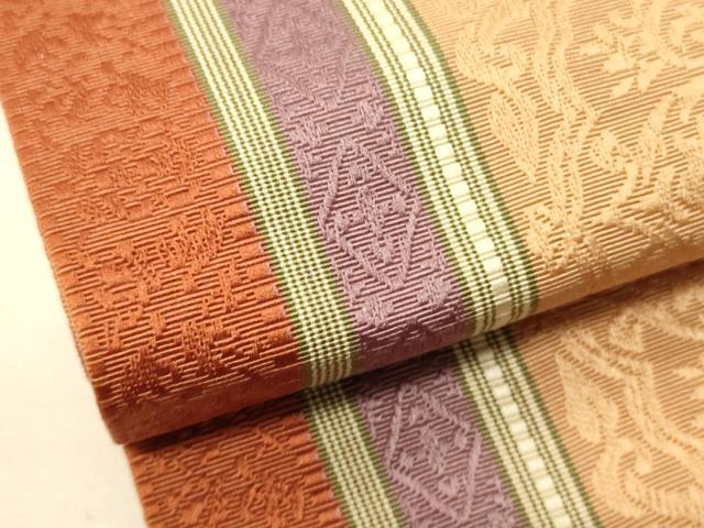 平和屋着物●本場筑前博多織　半幅帯　抽象間道　正絹　逸品　CABI5153ak