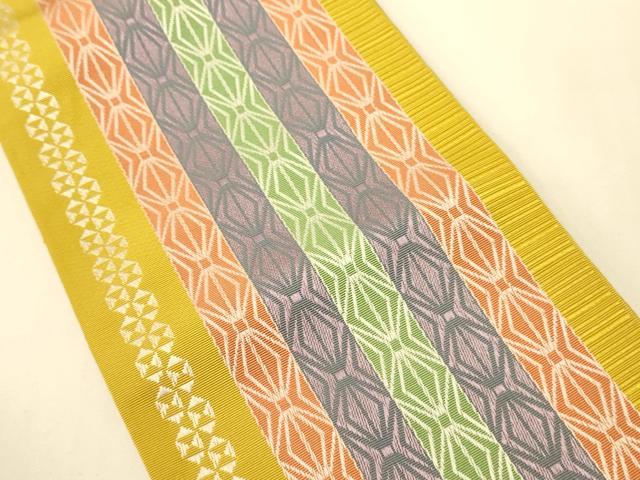 平和屋着物●本場筑前博多織　半幅帯　幾何学間道　正絹　逸品　CABI5158ak
