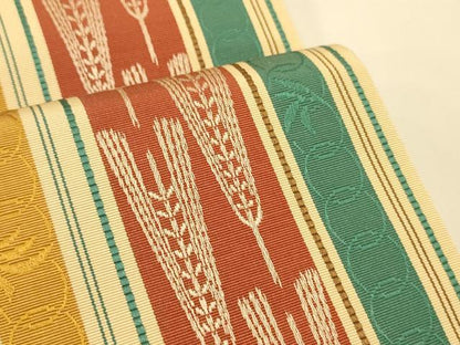 平和屋着物●本場筑前博多織　半幅帯　抽象間道　正絹　逸品　CABI5159ak