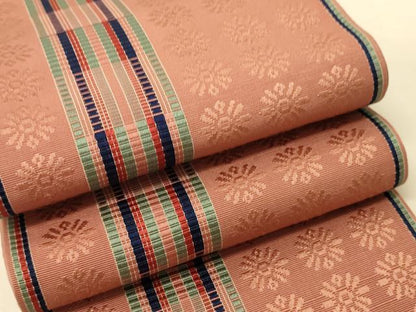 平和屋着物●本場筑前博多織　半幅帯　花間道　正絹　逸品　CABI5160ak