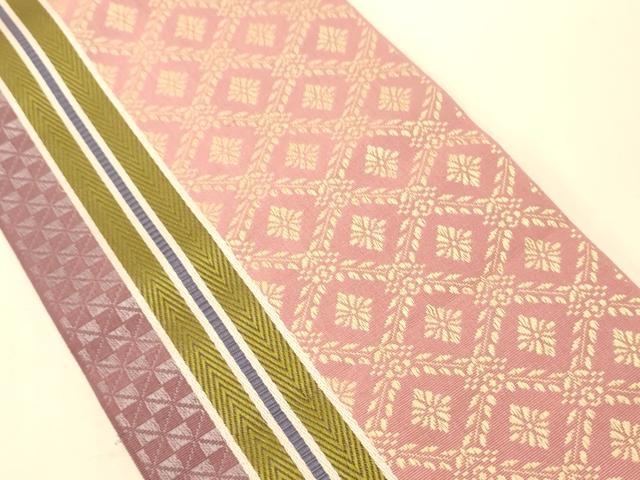 平和屋着物●本場筑前博多織　半幅帯　小野和也作　菱間道　証紙付き　正絹　逸品　CABI5162ak
