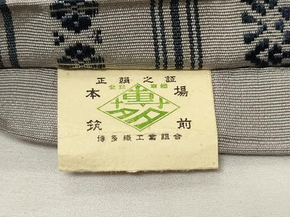 平和屋着物●本場筑前博多織　半幅帯　献上柄　証紙付き　正絹　逸品　未使用　CABI5165ak