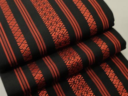 平和屋着物●本場筑前博多織　半幅帯　献上柄　黒地　正絹　逸品　CABI5166ak