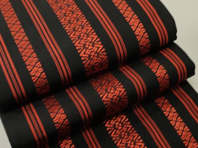 平和屋着物●本場筑前博多織　半幅帯　献上柄　黒地　正絹　逸品　CABI5166ak