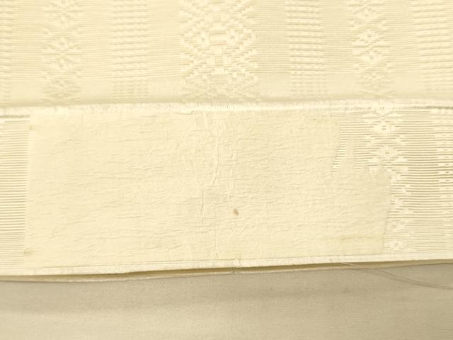 平和屋着物●本場筑前博多織　半幅帯　田中利弘作　献上柄　象牙色　証紙付き　正絹　逸品　CABI5170ak