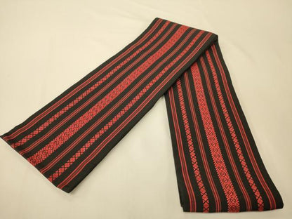 平和屋着物●本場筑前博多織　半幅帯　献上柄　黒地　正絹　逸品　CABI5173ak