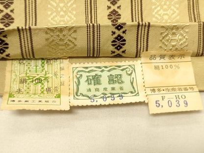 平和屋着物●本場筑前博多織　半幅帯　献上柄　証紙付き　正絹　逸品　CABI5175ak