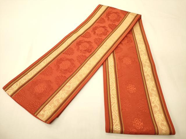 平和屋着物●本場筑前博多織　半幅帯　幾何学間道　証紙付き　正絹　逸品　CABI5182ak