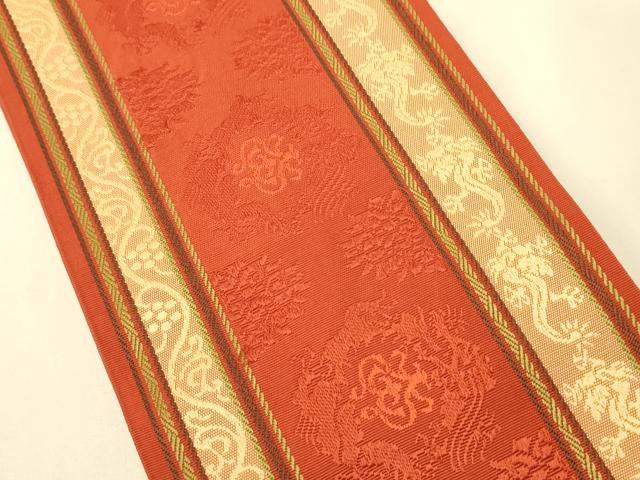 平和屋着物●本場筑前博多織　半幅帯　幾何学間道　証紙付き　正絹　逸品　CABI5182ak