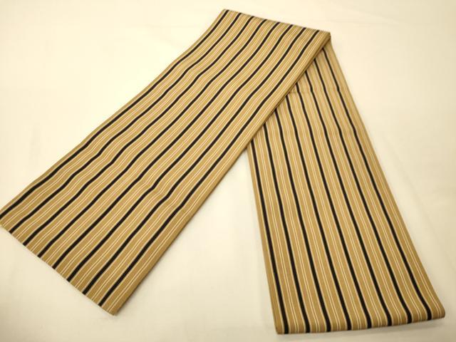 平和屋着物●本場筑前博多織　半幅帯　縞　正絹　逸品　CABI5184ak