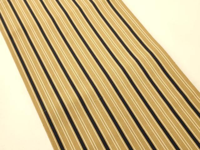 平和屋着物○本場筑前博多織 半幅帯 縞 正絹 逸品 CABI5184ak